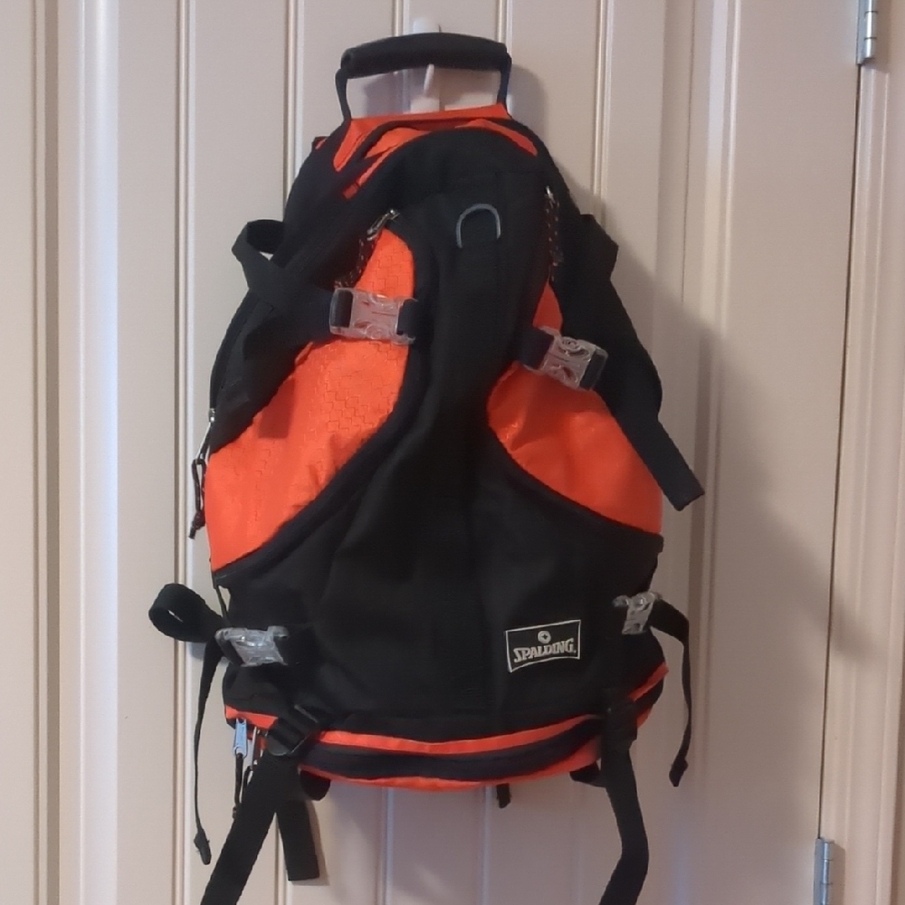 Spalding Men's Black and Orange Backpack